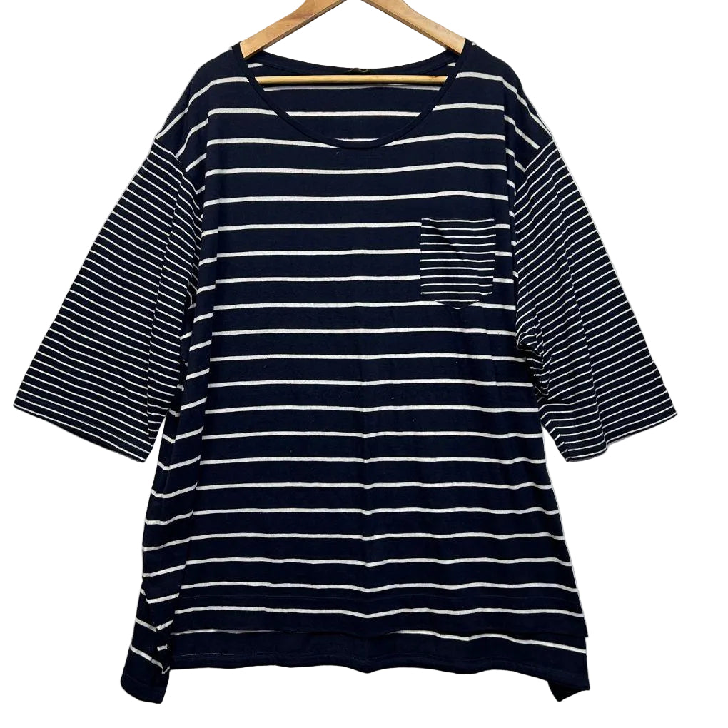 Yours Navy Striped Top - Size 30