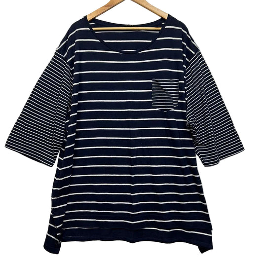 Yours Navy Striped Top - Size 30