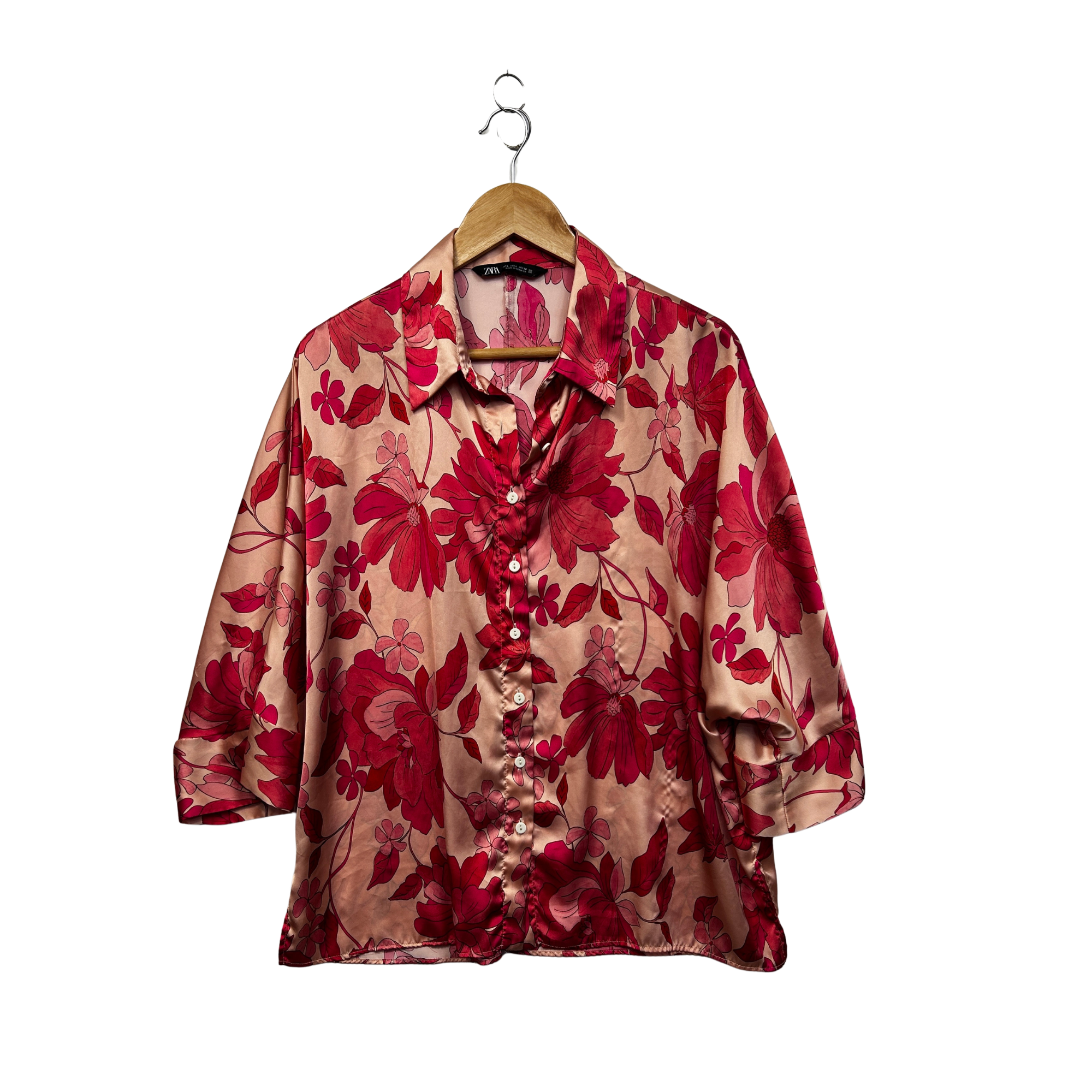 Zara Pink Floral Shirt - Size L