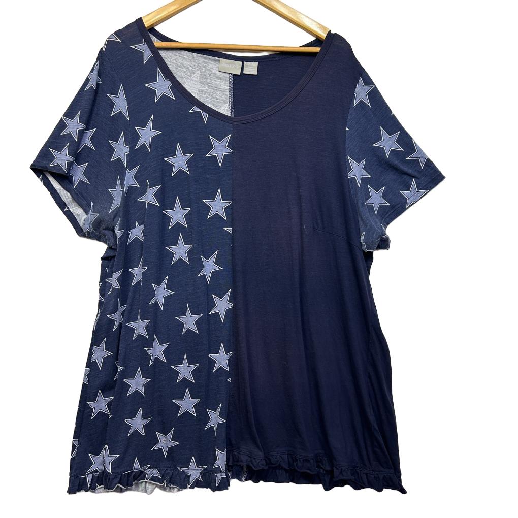 Zim & Zoe Navy Star Print Cotton Top - Size 22/24