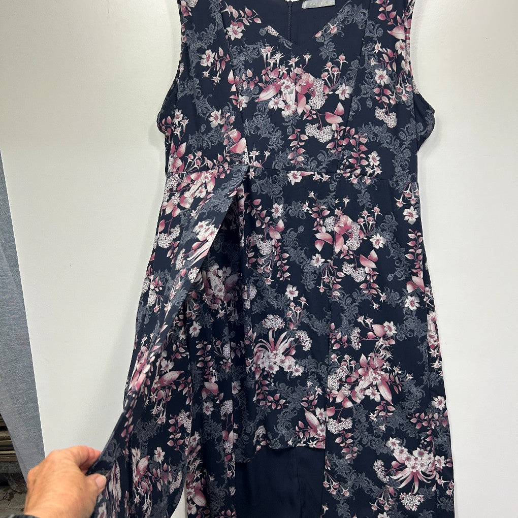 Katies Black Floral Sleeveless High-Low Dress - Size 20