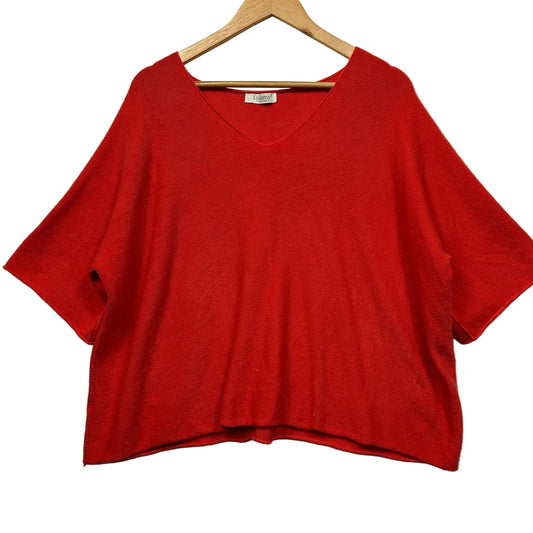 Red short sleeve top front view