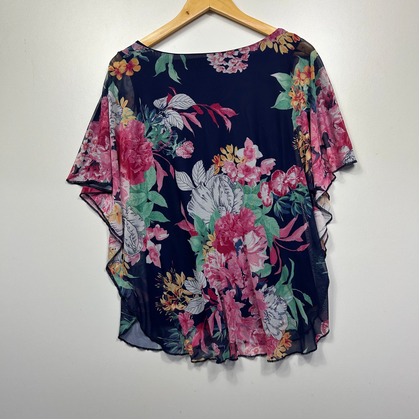 Navy floral tunic top front view