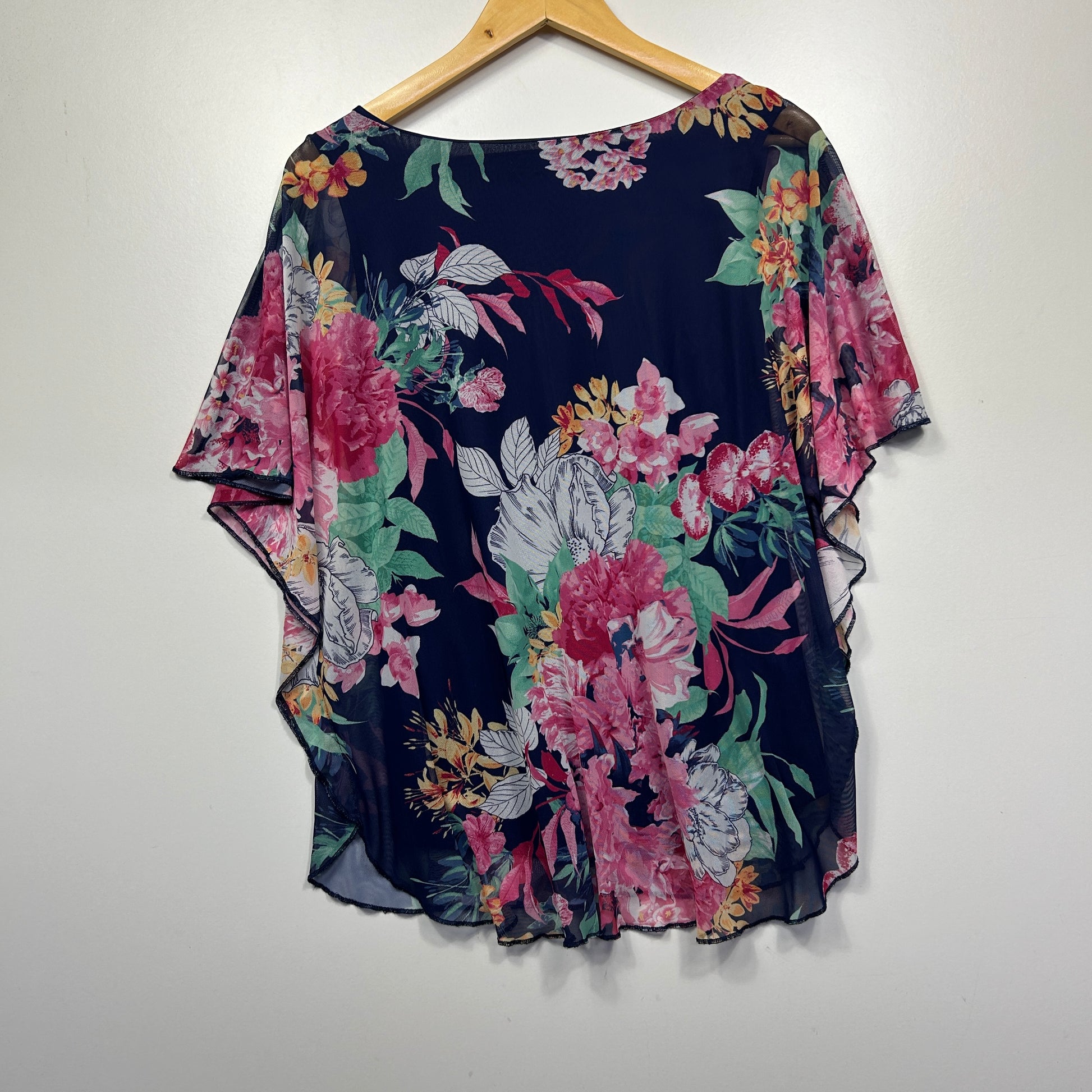 Navy floral tunic top front view