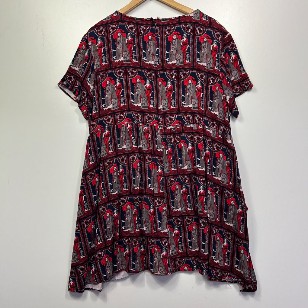 Burgundy floral dress front view
