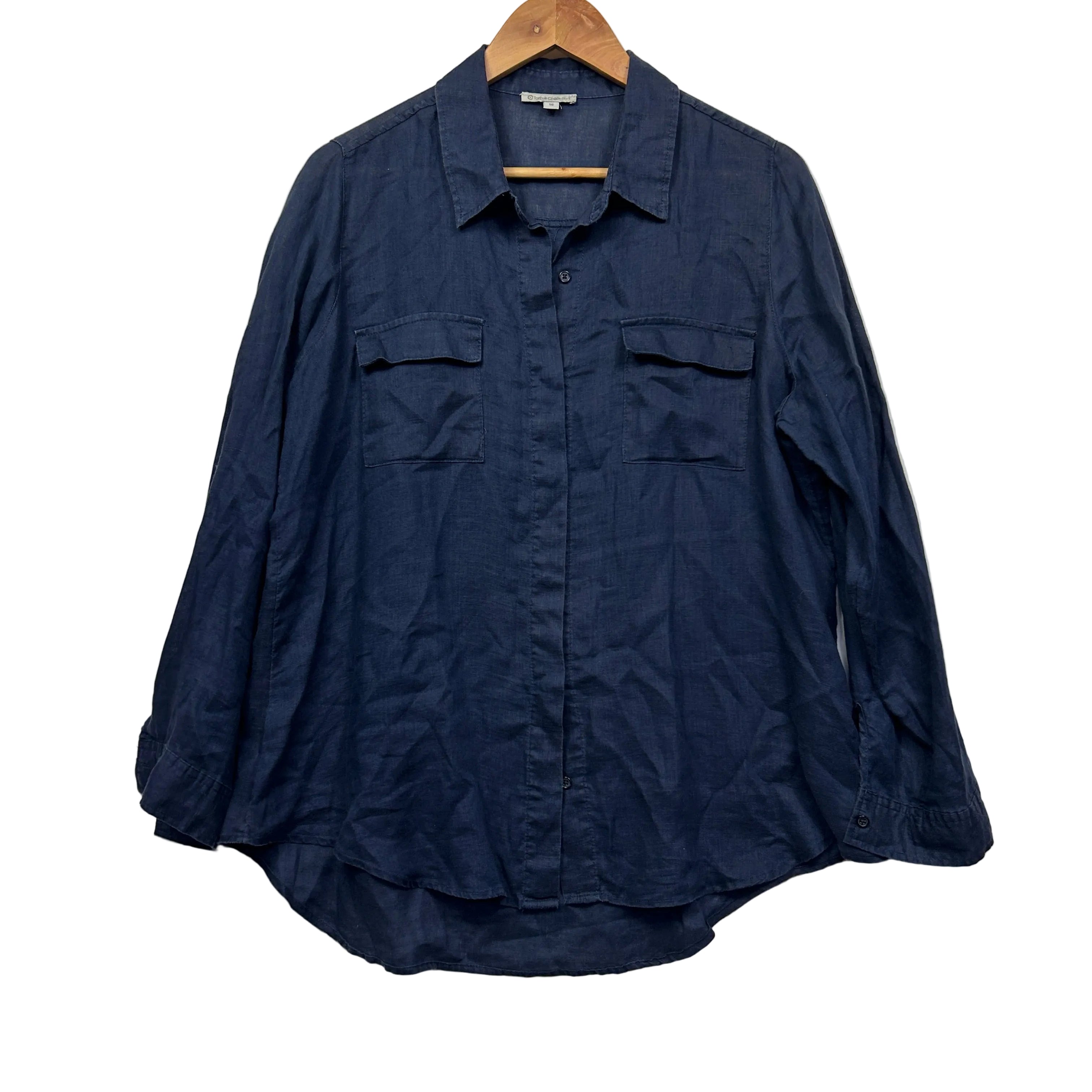 Target Collection Navy Blue Linen Shirt - Size 16