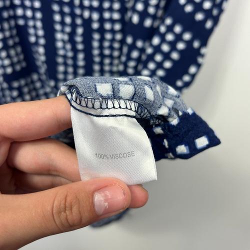 Crossroads Navy & White Geometric Dot Print Shift Dress - Size 16