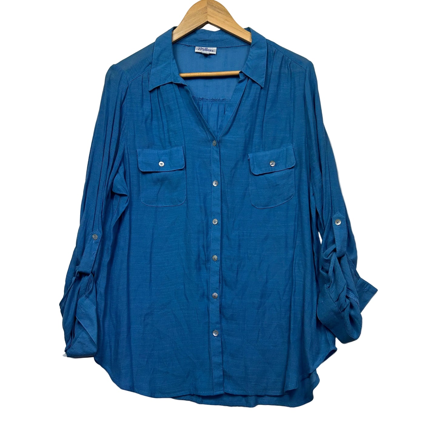Blue denim shirt front view