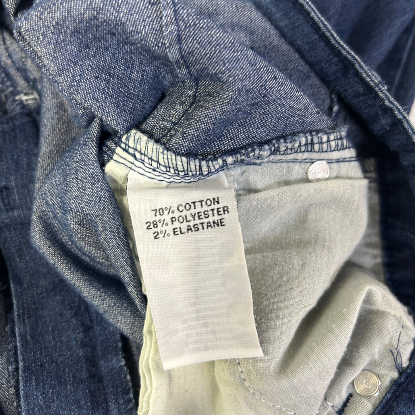 Navy blue jeans label detail view