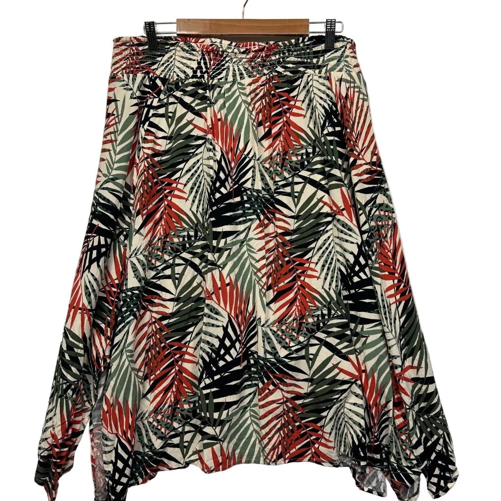 Black red and cream patterned skirt front view