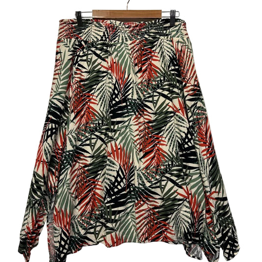 Black red and cream patterned skirt front view