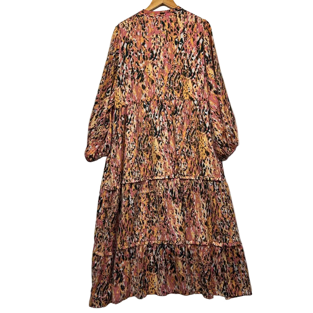 Brown floral midi dress front view