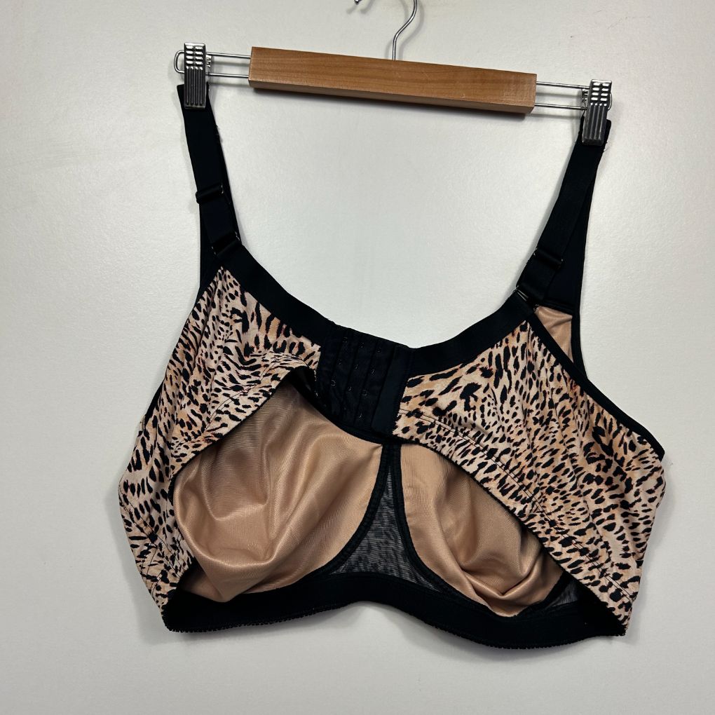 Black and tan animal print bra front view