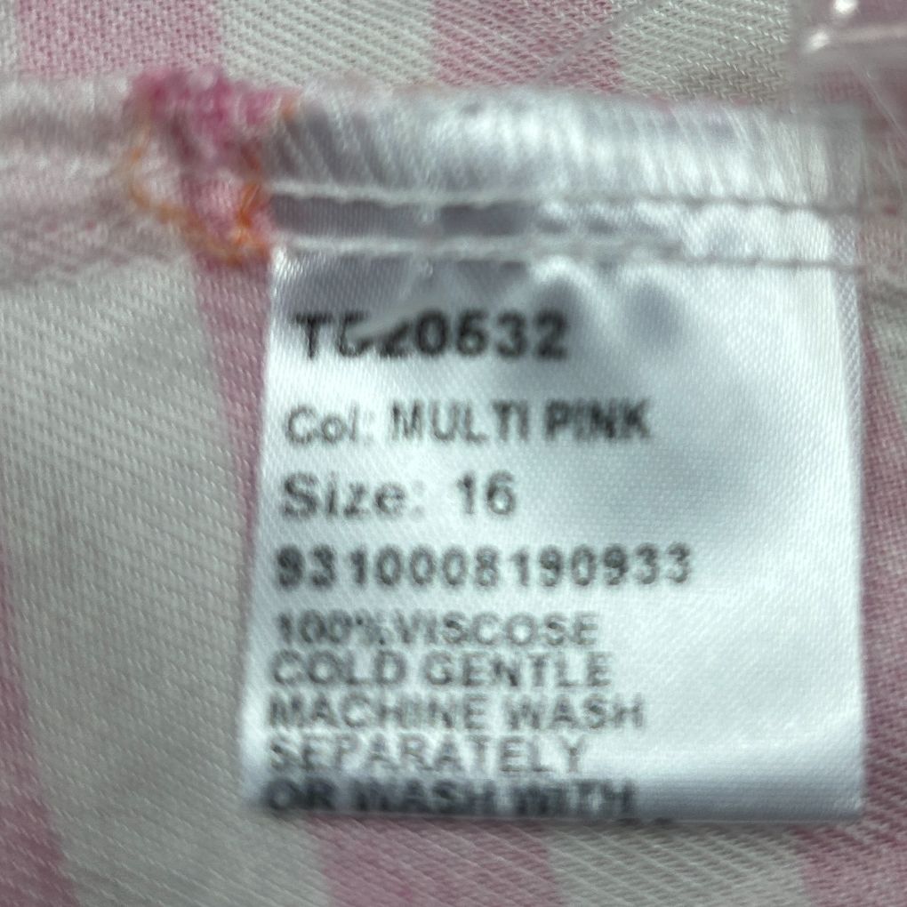 Multi pink striped top label detail