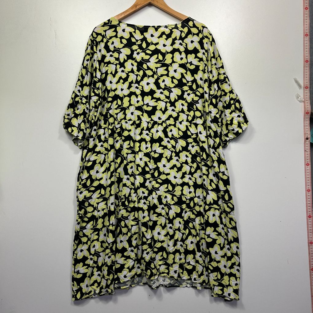 Black and yellow floral dress front view