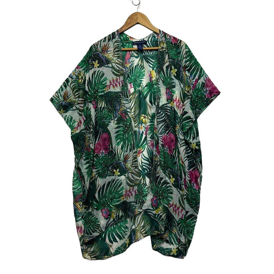 Adrienne Vittadini Green Tropical Print Kimono - One Size