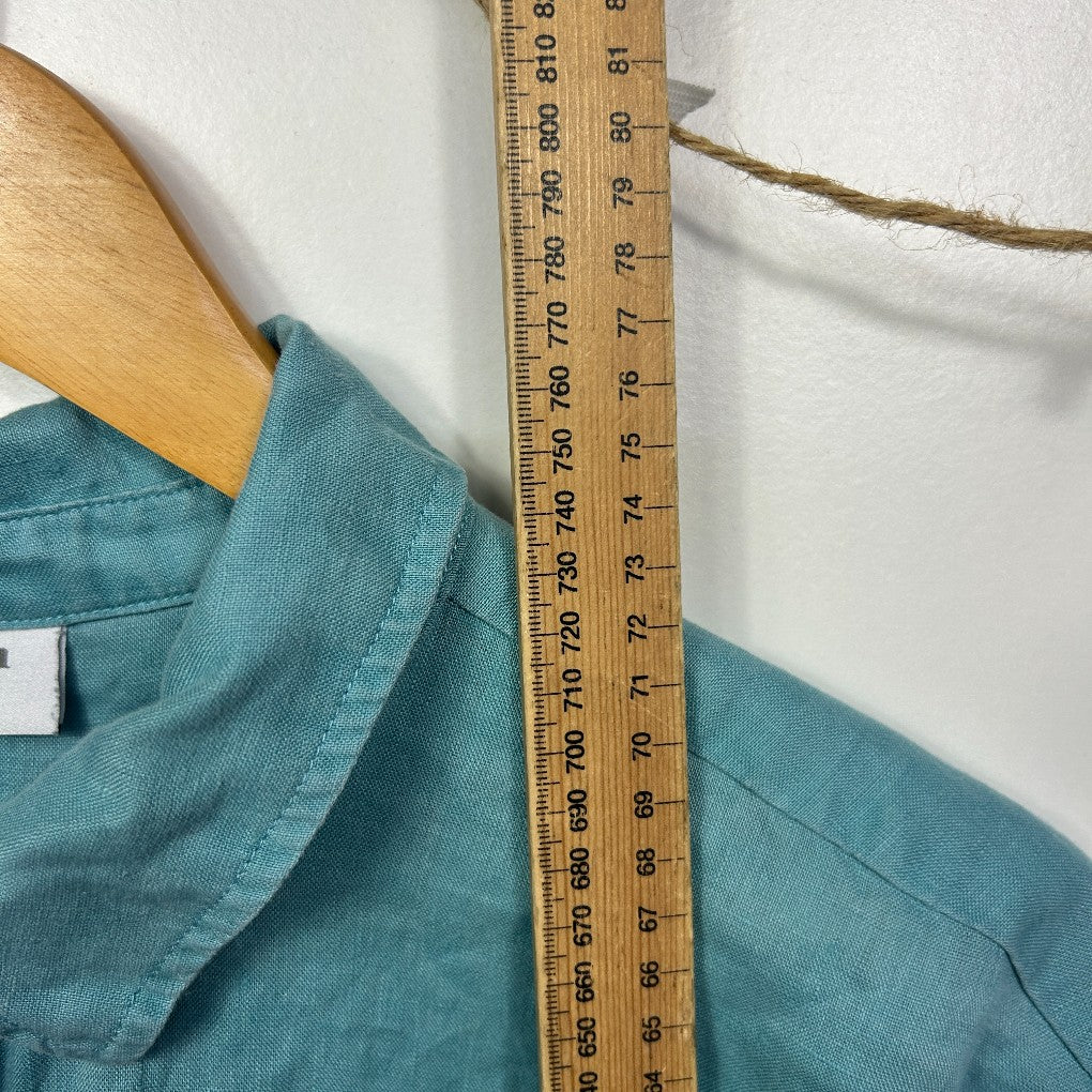 Sussan Teal Linen Oversized Shirt - Size 14