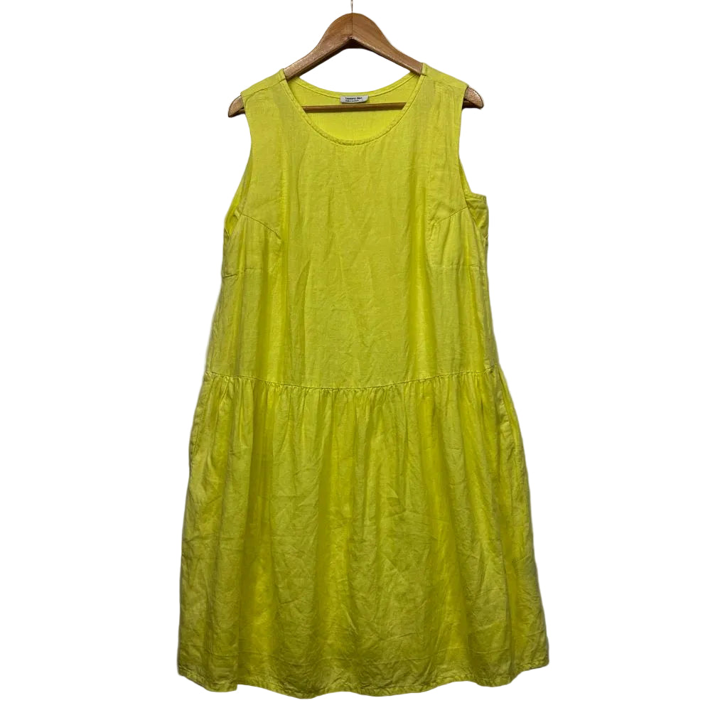 Banana Blue Yellow Linen Dress - Size L