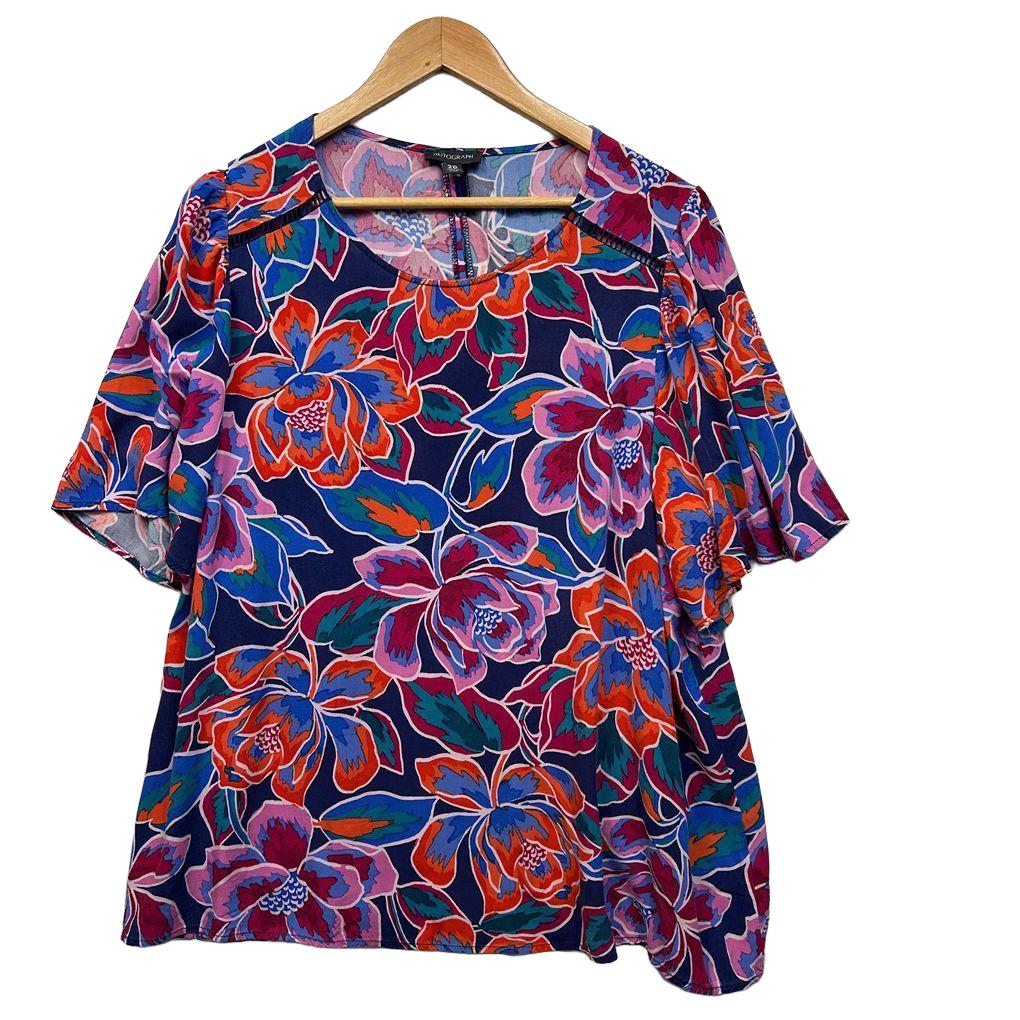 Autograph Multicoloured Floral Top - Size 20 (fault)