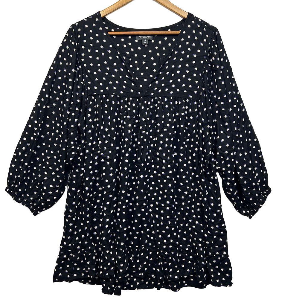 Autograph Navy Spot Top - Size 18