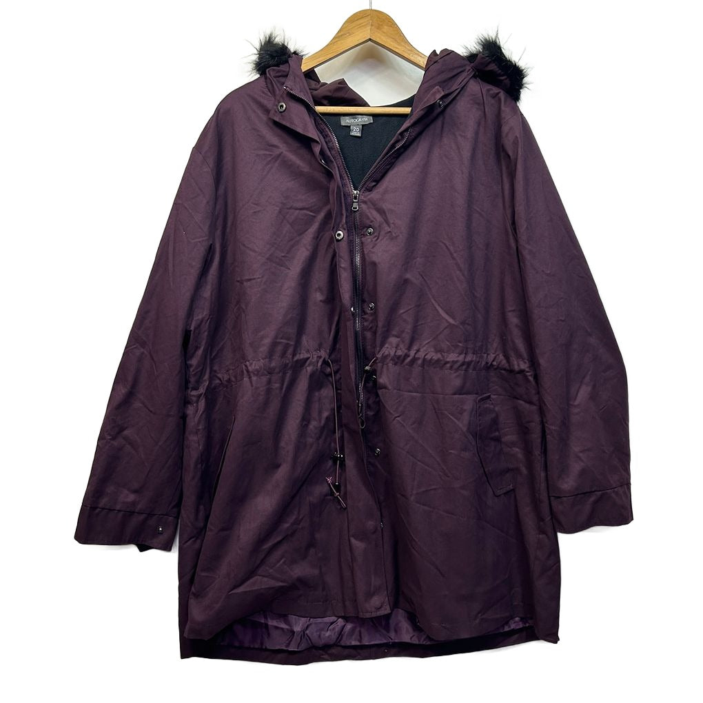 Autograph Purple Cotton Parka Jacket - Size 20