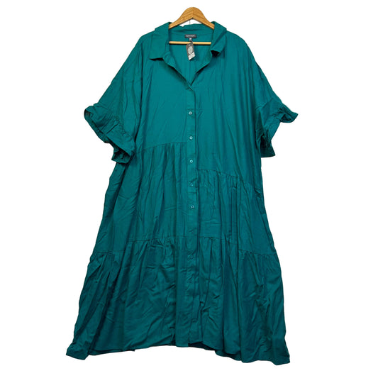 Autograph Teal Tiered Maxi Linen Dress - Size 28