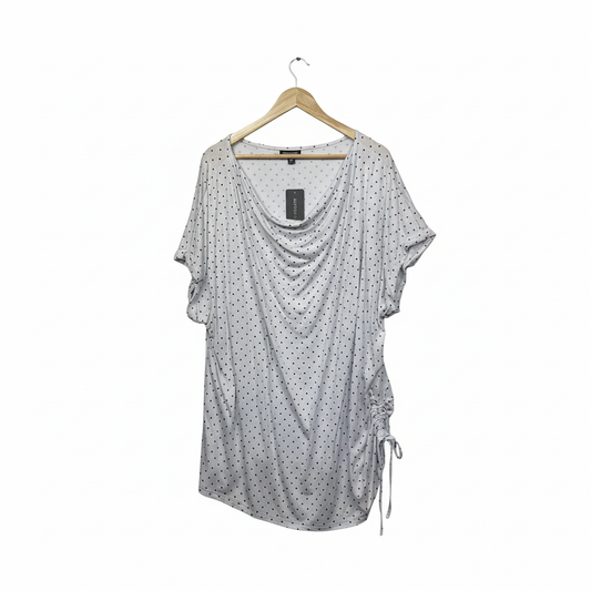 Autograph white polka dot top on white background