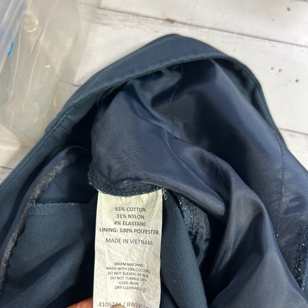 Navy blue jacket label detail view