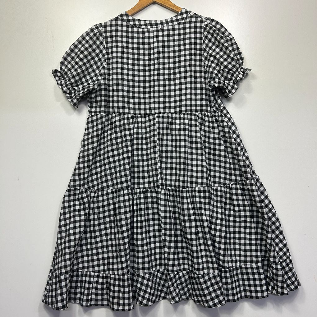 Black and white gingham dress front view