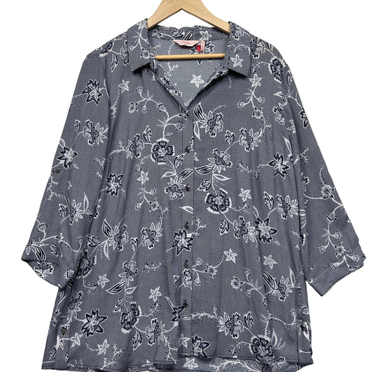 Grey floral shirt front view