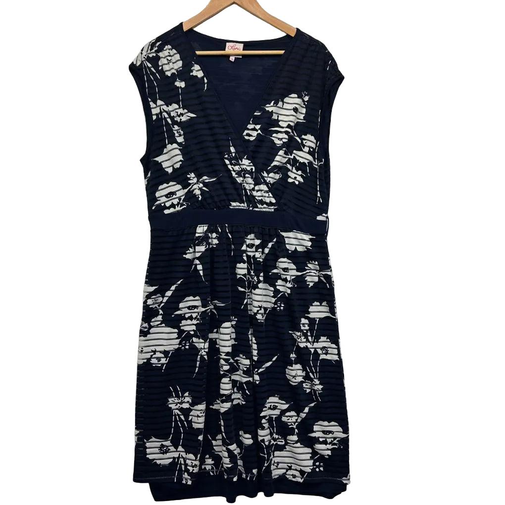 Leona Edmiston Navy Floral Dress - Size 16