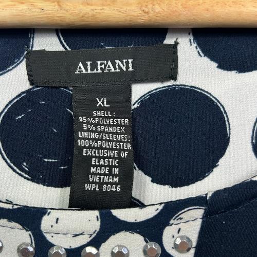 Alfani Navy & White Polka Dot Embellished Top - Size XL