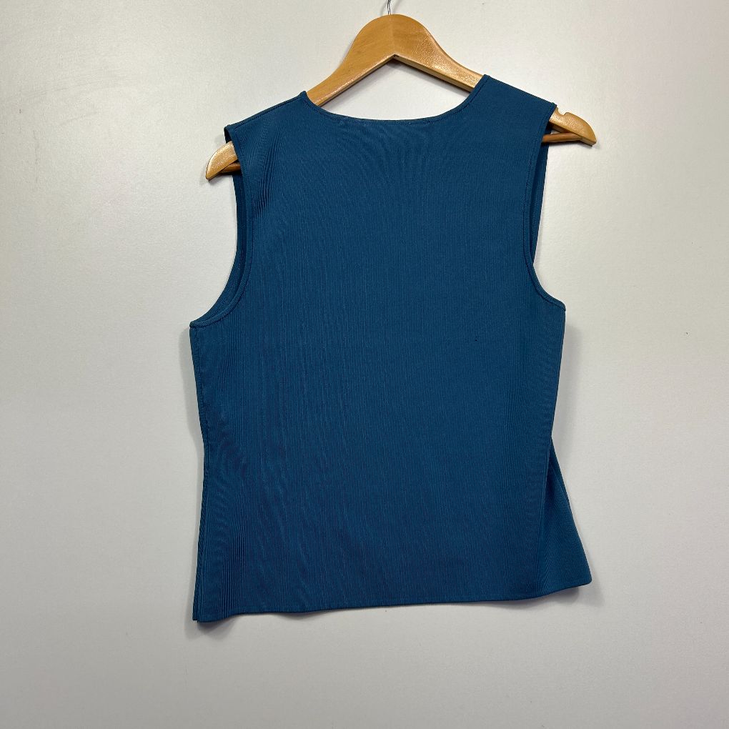 Blue sleeveless tank top front view