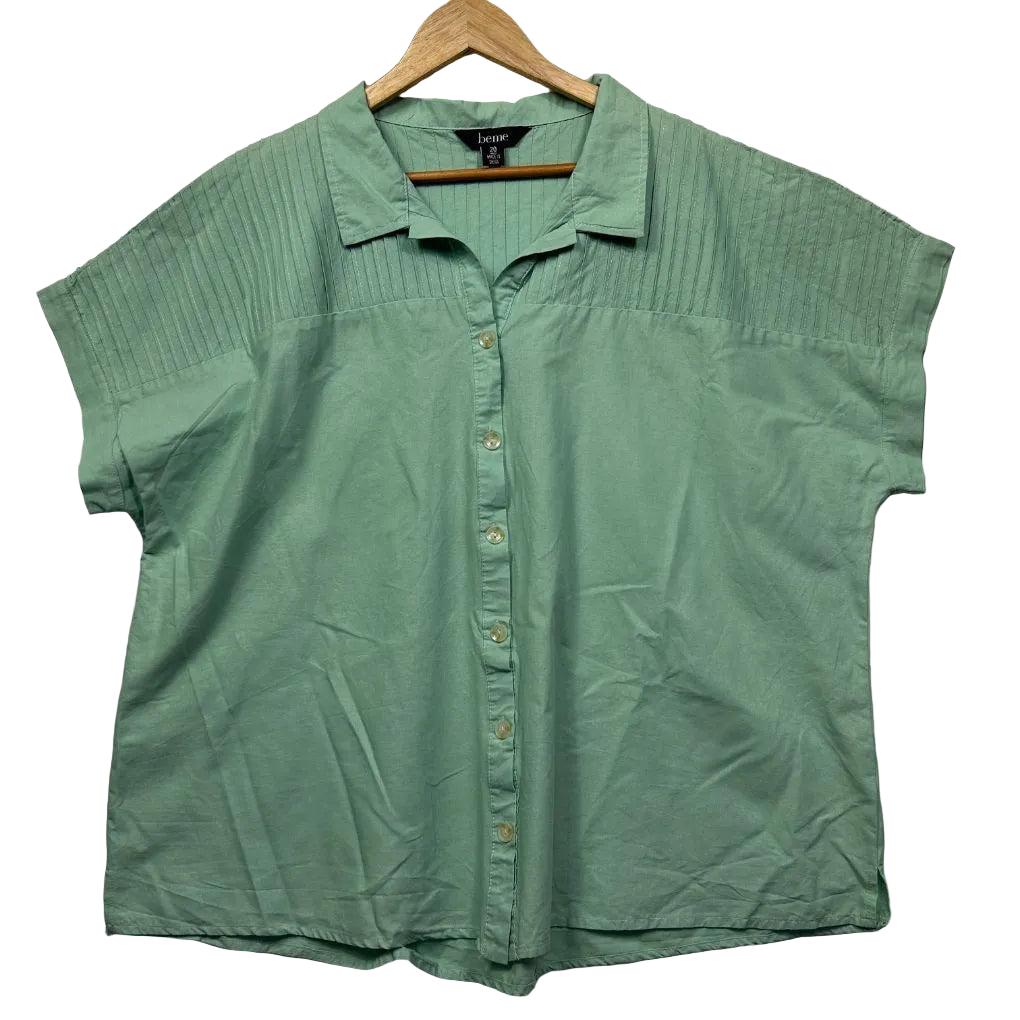 Beme Green Linen Shirt - Size 20
