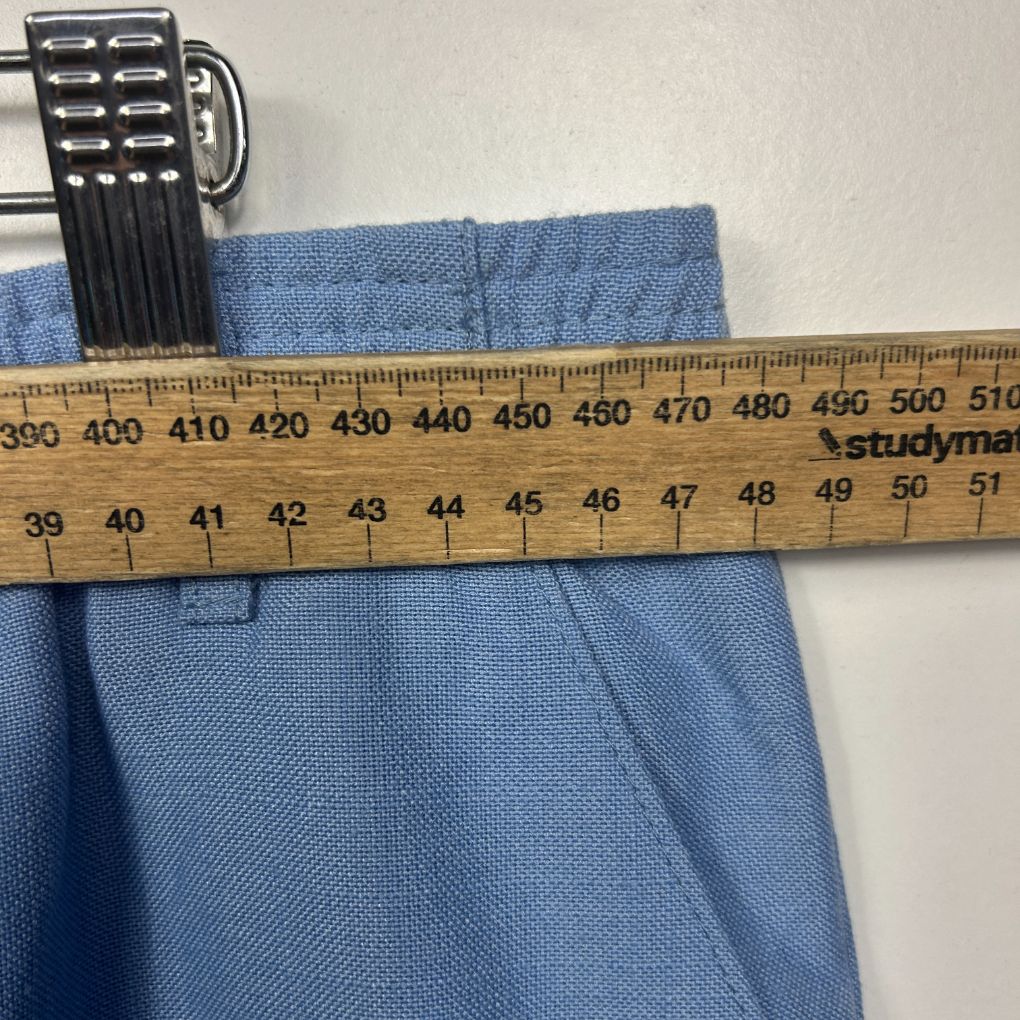 Blue fabric measured with ruler detail view
