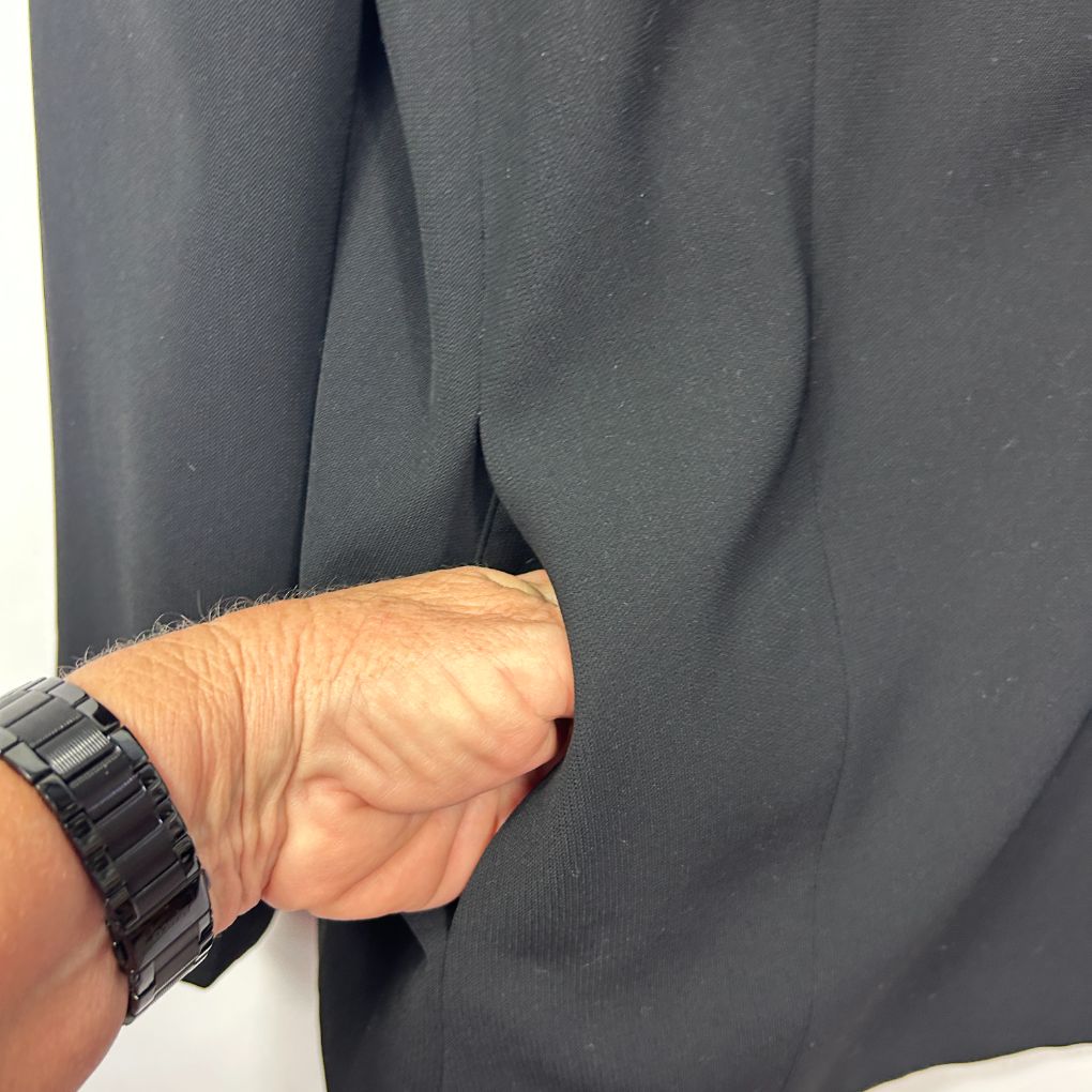 Charcoal grey long sleeve top detail view