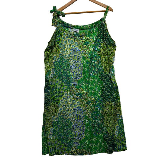 Green floral print dress front view