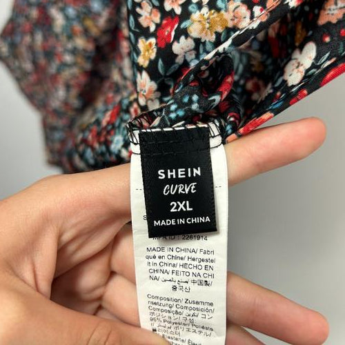 Shein Curve Black Floral Ditsy Print Playsuit - Size 3XL