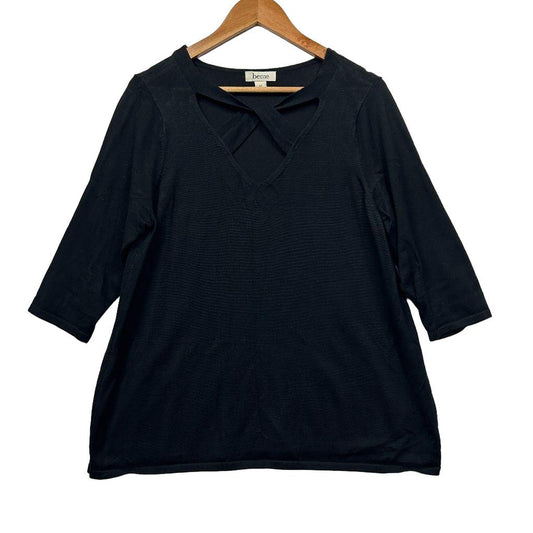beme Black V-Neck Top - Size 18/M