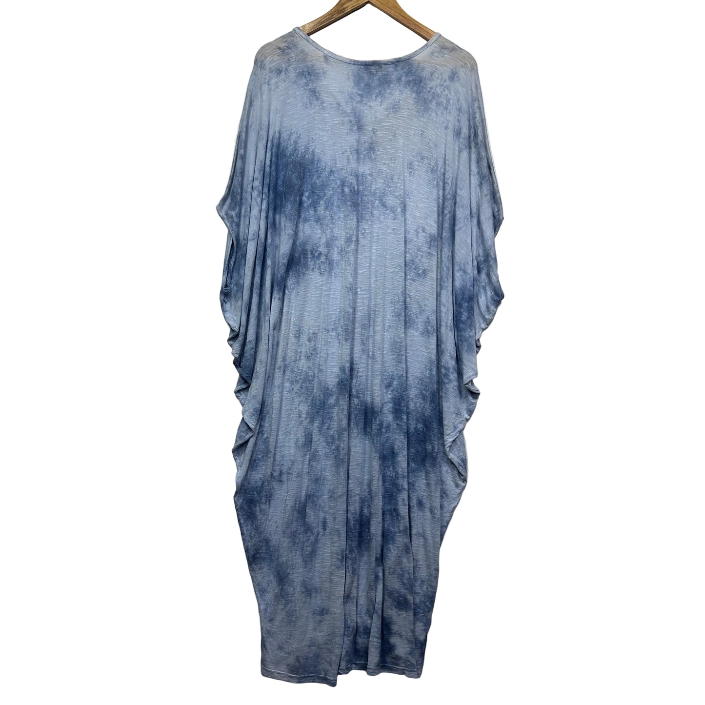 Blue tie dye kaftan dress front view