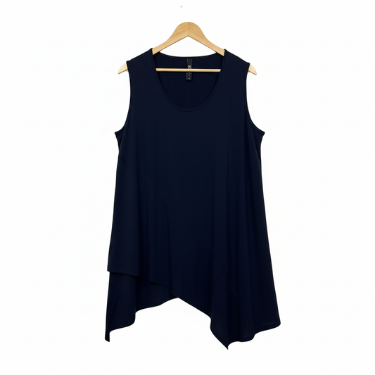 Black sleeveless top with white background