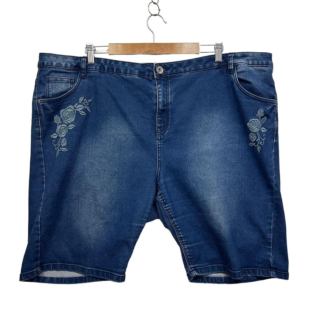 Breakers Blue Embroidered Denim Shorts - Size 26