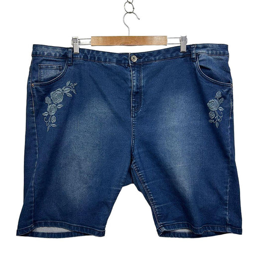Breakers Blue Embroidered Denim Shorts - Size 26