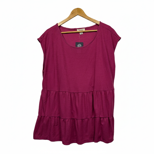 Burgundy tiered top with white background