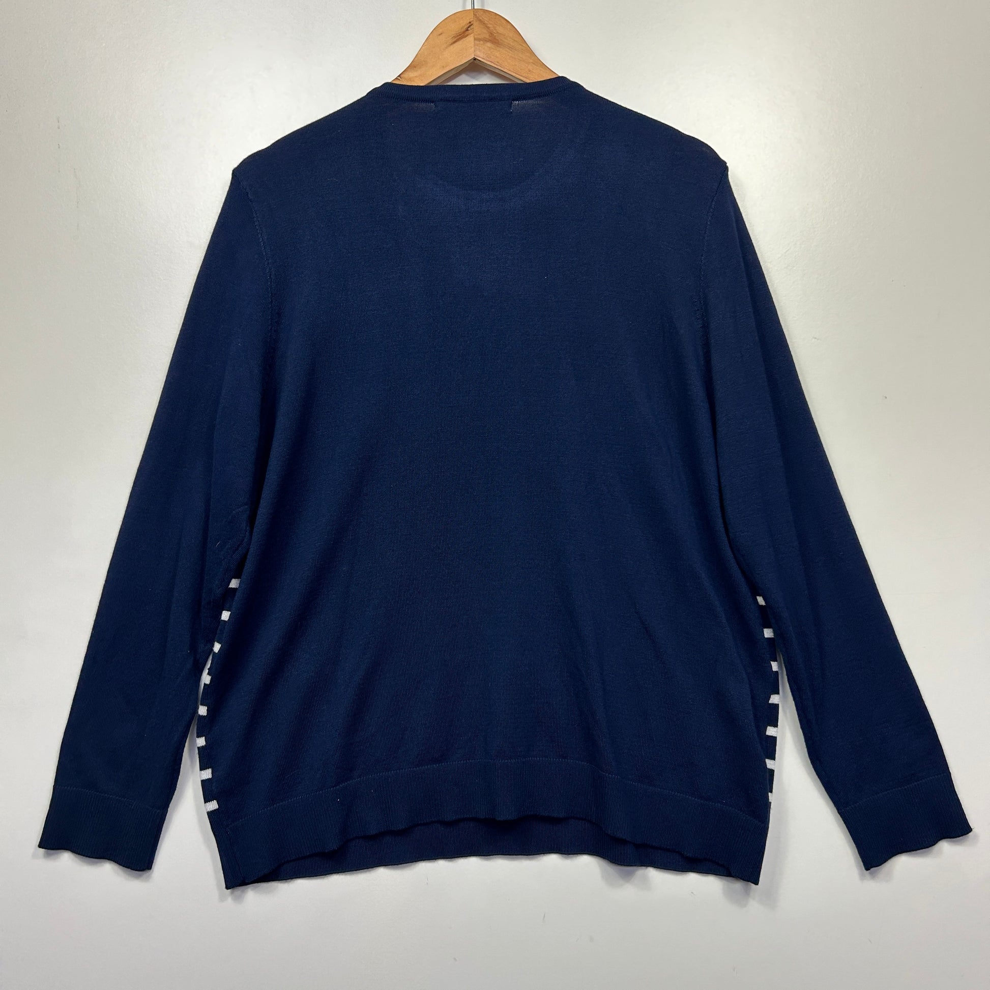 Navy blue sweatshirt back view
