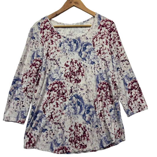Multi-coloured floral tunic top front view