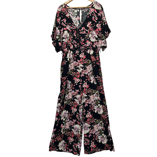 Black floral midi dress front view
