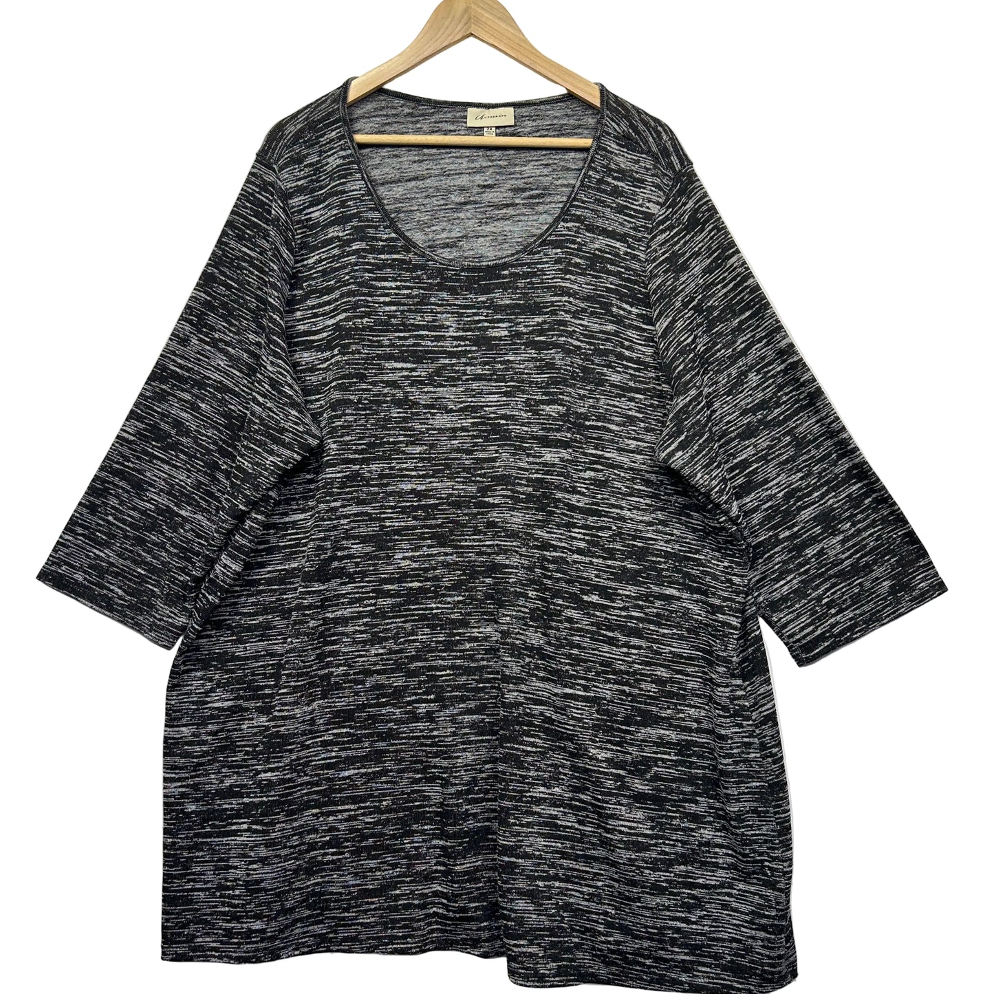 Charcoal grey marled tunic top front view