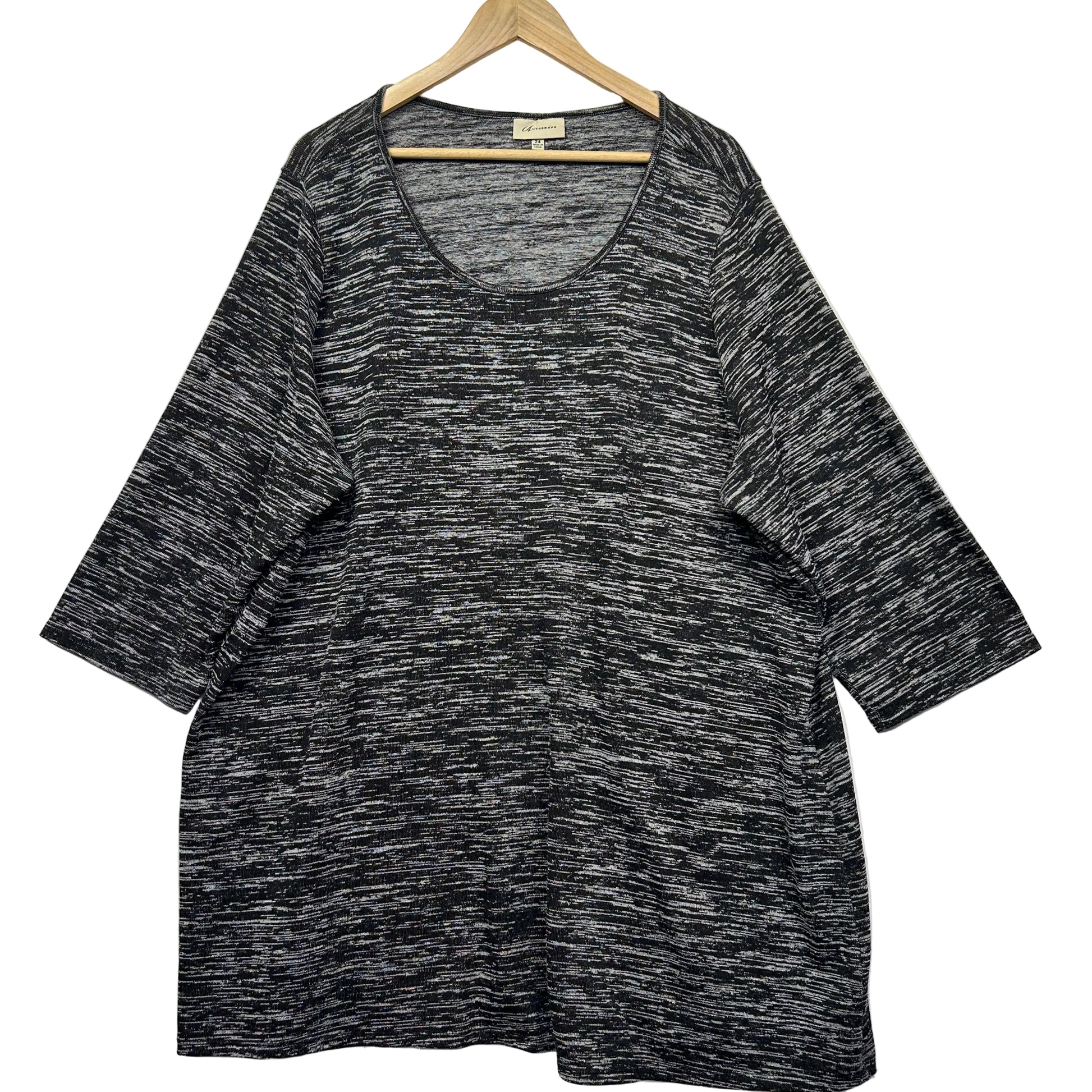Charcoal grey marled tunic top front view