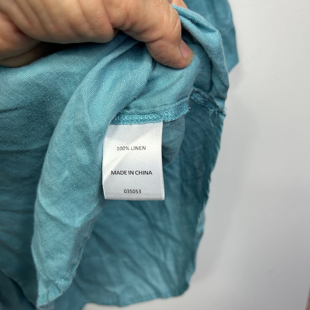Sussan Teal Linen Oversized Shirt - Size 14